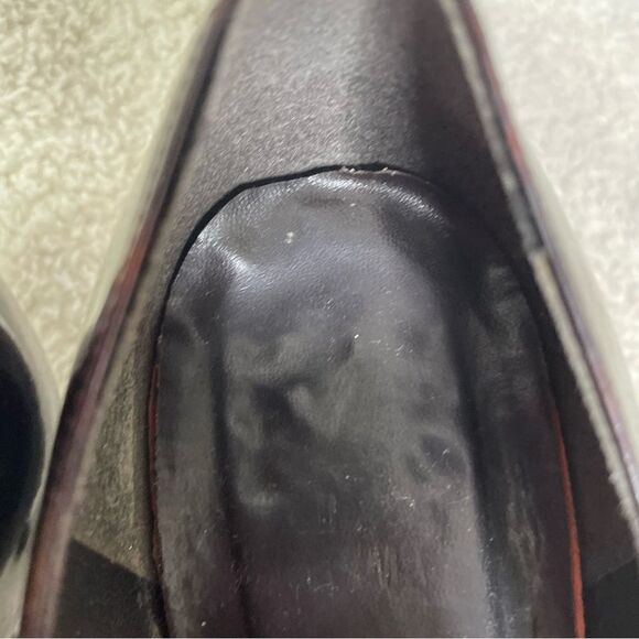 Stuart Weitzman Patent Leather Tortoise Peep Toe Heels Women’s Size 7.5N - Picture 3 of 9
